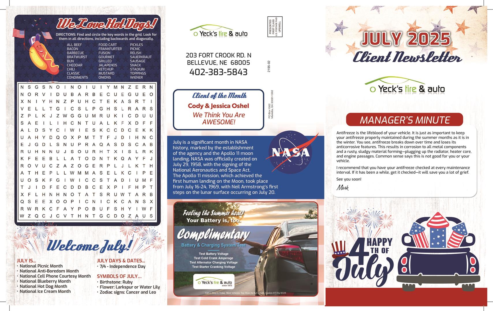 Monthly Newsletter Page 2 | Yeck's Tire & Auto